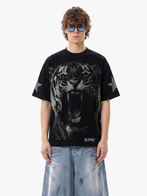 Tiger Graphic Star Sleeve T-Shirt 